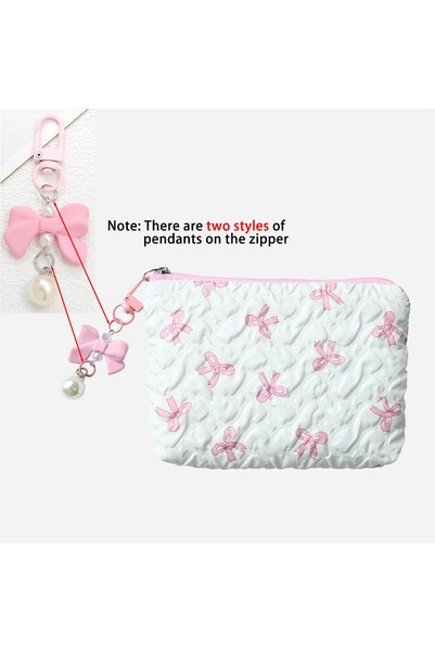 Choice S White - pink bow Embroidered Bow Makeup Bag, High Appearance Level, ...