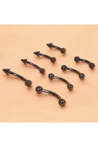 Choice 8 Pcs Set Black 8Pcs/Set 16G Eyebrow Piercing Jewelry Curved Barbell T...