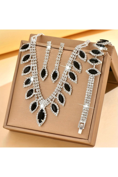 Choice 1 set Best Seller Luxury Black Crystal Jewelry Set Women Necklace Earr...
