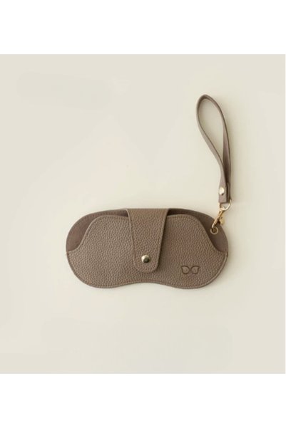 Choice Coffee Soft Lychee Pattern PU Leather Glasses Bag Retro Sunglasses Cas...
