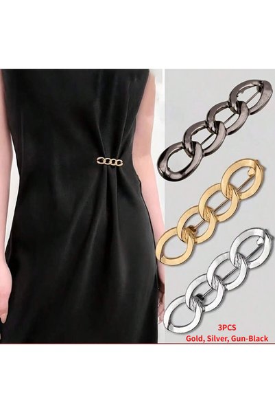 Choice Z0233 3PCS Chain Decorative Safety Pin, Ins Style Exquisite Waist Cinc...