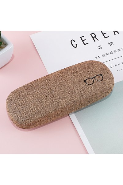 Choice Brown Fashion Glasses Case Hard Shell Linen Fabrics Eyewear Cases Cove...