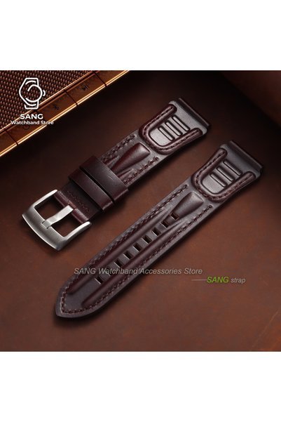 Choice 22mm Wine Red 18mm 20mm 22mm 24mm Leather Watchband Accessories Vintag...