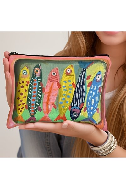 Choice 18X25cm Style1 Durable Colorful Striped Fish Pattern Cosmetic Bag | Mu...