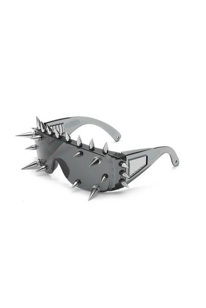 Choice WHITE Grey Steampunk Y2K Big Frame Nail Rivet Sunglasses Women For Men...