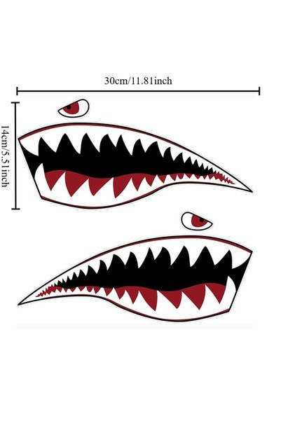 Choice C-YUG4 2PCS Shark Teeth Mouth Modification Boat Stickers Waterproof fo...