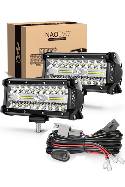 Choice 7inch Light-harness NAOEVO 7 inch LED Light Bar 240W 24000LM 4x4 Offro...