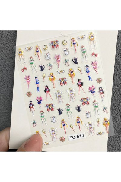 BANDAI 09 Cute cartoon Sailor Moon Tsukino Usagi embossed nail stickers, Moon...