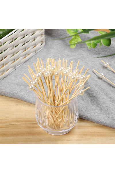 Choice 50pcs 4 100pcs /50pcs Bamboo Fruit Fork Cocktail Prikker Skewers Dispo...