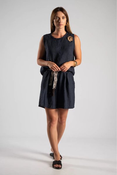 Marilyn Boutique Σορτς Λινό Ζώνη Πιέτες