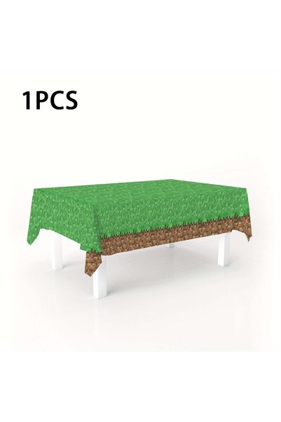 Choice Green-1PCS 1Pcs World Game Tablecloth, Disposable Pixel Tablecloth Dec...