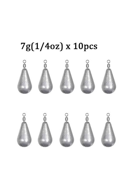 Choice 7g 10pcs/lot Fishing Weight Sinkers 3.5g 5g 7g 10g 14g 20g Soft Bait S...