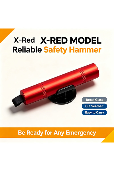 Choice X-Red Car Safety Hammer 2-in-1 Emergency Window Breaker Seat Belt Cutt...