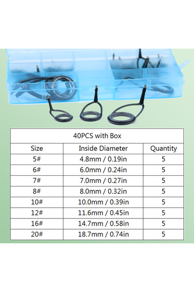 Choice 40pcs mix size 9KM Fishing Rod Guide Kit 12-50pcs KL Rod Repair Kit Si...