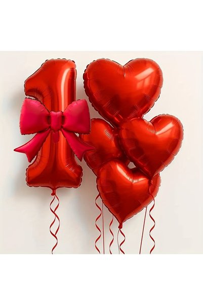 Choice مجموعة بالونات فويل على شكل قلب أحمر مقاس 32 بوصة HG9170-1 مع أرقام 32...