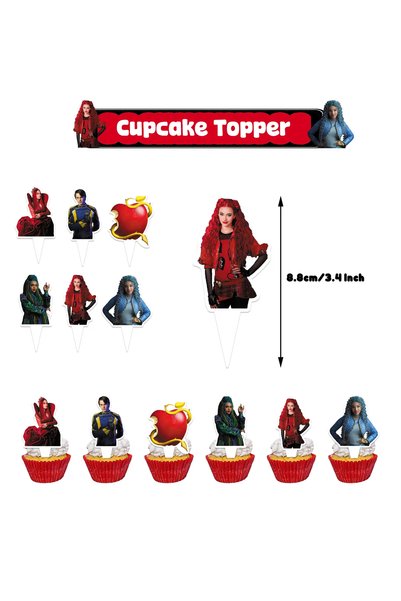 Choice 24pcs cake topper Descendants The Rise of Red Happy Birthday Party Dec...