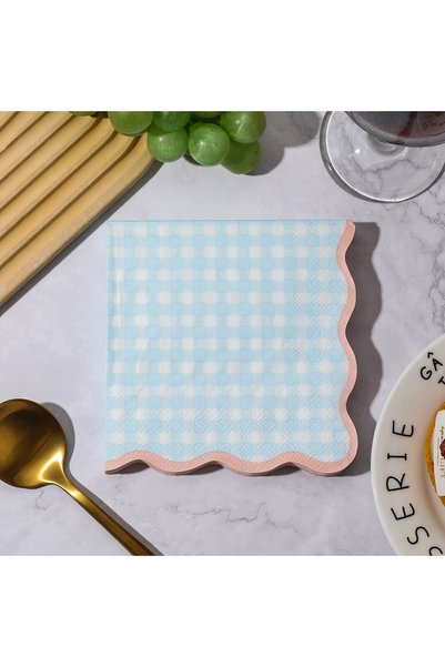 Choice 25cm×25cm MULTI 20pcs color printed napkins, blue and white checkered ...