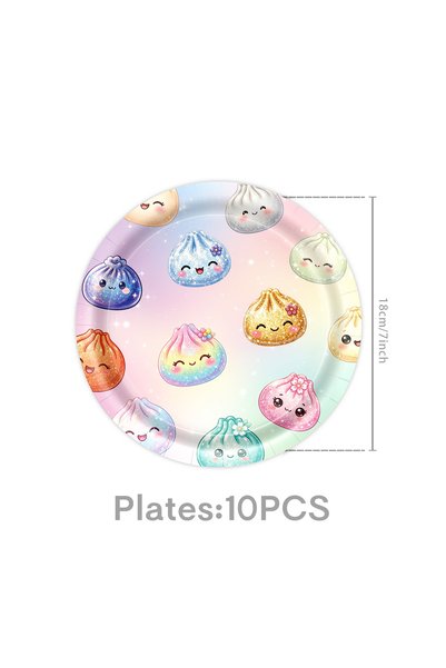 Choice 7inch Plate-10PCS Kawaii Rainbow Dumpling Squishy Party Tableware Disp...