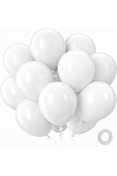 Choice مجموعة من 30 قطعة بالونات لاتكس بيضاء غير لامعة، بأحجام 5 و10 و12 بوصة...