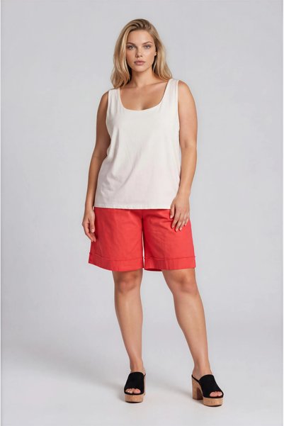 Marilyn Boutique Βερμούδα Βαμβακερή Ρεβέρ Ζώνη
