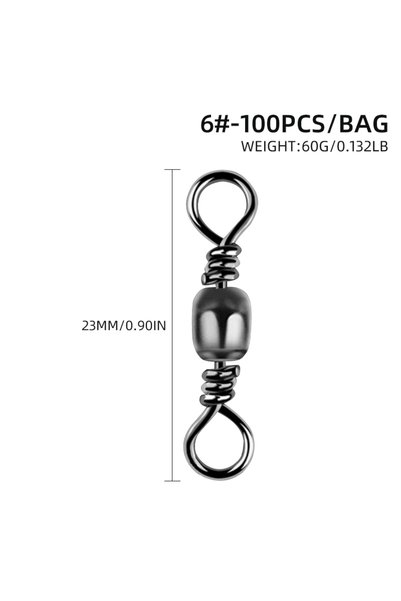 Choice 100pcs---6 100pcs Fishing Connector Barrel Swivel Carbon Steel Sea Hoo...