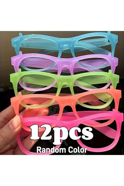 Choice 12pcs Random Color 2/24pcs Glow-in-the-Dark Neon Glasses No-Lenses Lum...