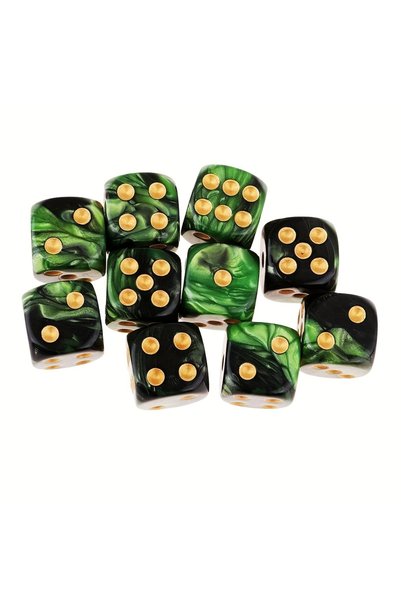 Choice 10pcs Black Green 10PCS 16mm Dual-Color D6 Dice Set - 6-Sided Acrylic ...