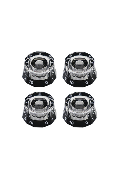Choice مجموعة من 4 مقابض جيتار PHRILAM شفافة-سوداء، مقابض تحكم في السرعة والص...