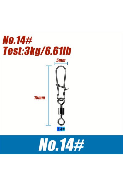 Choice size14-100PCS Fishing Connector Stainless Steel Snap Bearing Rolling F...