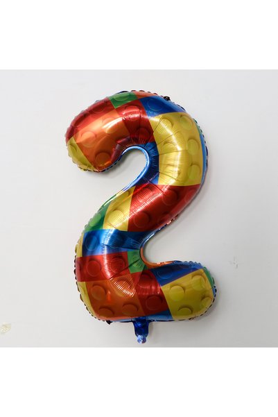 Choice بالون رقم 2 مقاس 32 بوصة، مطبوع بالبلوك، من الألومنيوم، بالون رقمي لحف...