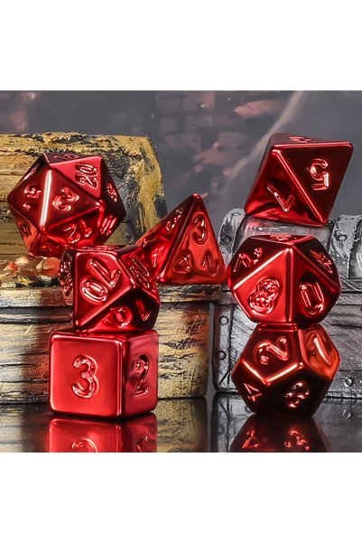 Choice Red Green DND Dice Set -7pc Electroplated Polyhedral Dice for D&D RPG ...