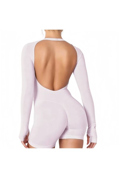 Choice M Pear Pink HISTELLO Impact Long Sleeve One Piece Jumpsuit Women Backl...