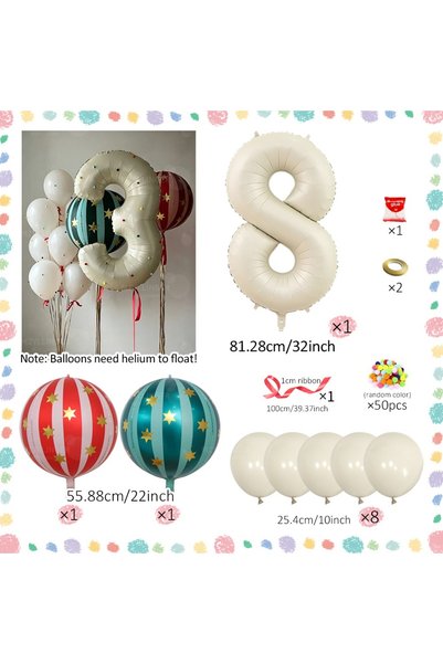 Choice Other Number 8 32inch Large Number Balloons with 4D Striped Star-Shape...