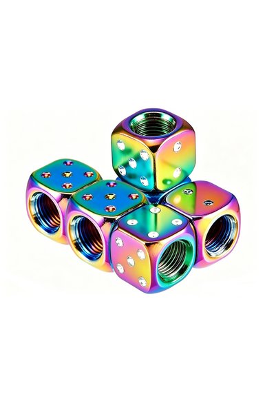Choice 2pcs Colorful Aluminum Car Tire Valve Caps Alloy Dice Wheel Tyre Air V...