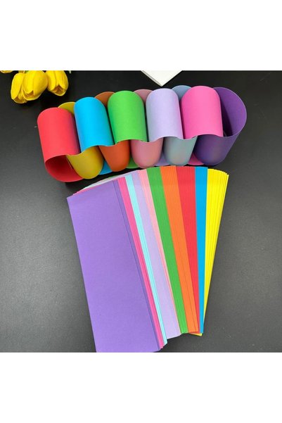 Choice L B-7x21.5cm 100pcs 100pcs/set Colorful Paper Chain Garland Strips wit...