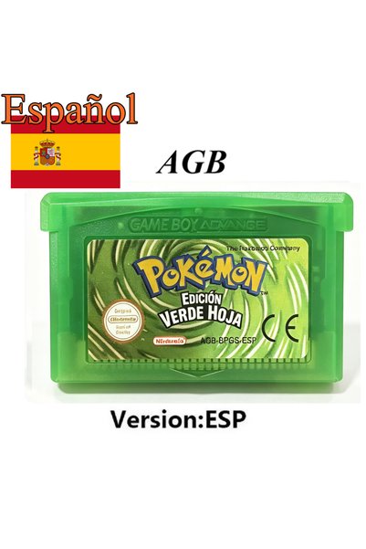 Choice ESP-LeafGreen HOT España GBA Game Pokemon Series 32 Bit Video Game Car...