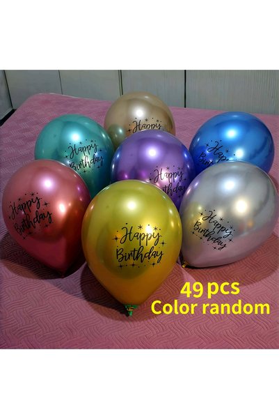 Choice Other 49pcs Printed "HAPPY BIRTHDAY" Multicolor Metallic Latex Balloon...