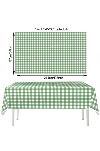 Choice 1PC Green 1/2/3Pc Disposable Gingham Checkered Tablecloth Waterproof R...