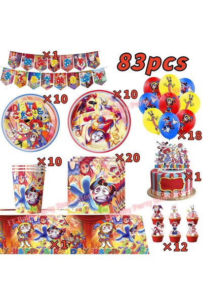 Choice 83pcs Amazing Tableware Birthday Party Decoration Digitaled Circus Bal...
