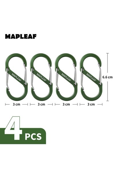 Choice مشبك كارابينر مزدوج MAPLEAF من Green-4pcs على شكل حرف S للاستخدامات ال...