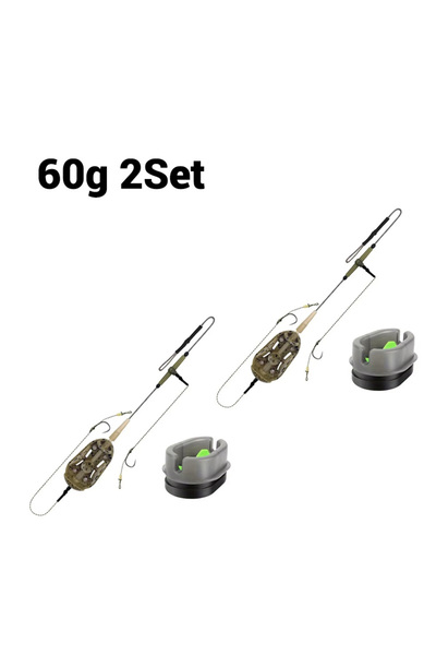 Choice 60g 2Set Pre-tied Carp Fishing Hair Rigs，Method Feeder with Double Hooks