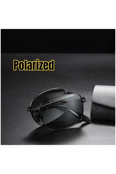 Choice black gray Polarized Folding Sunglasses for Men's Driving Day and Nigh...