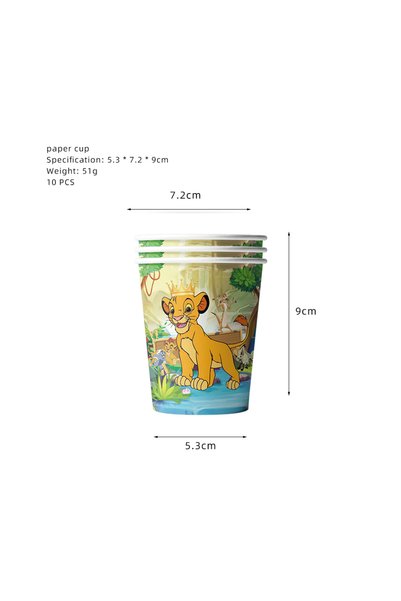 Choice cup-10pcs Lion King Simba Disposable Party Tableware Set Jungle Theme ...