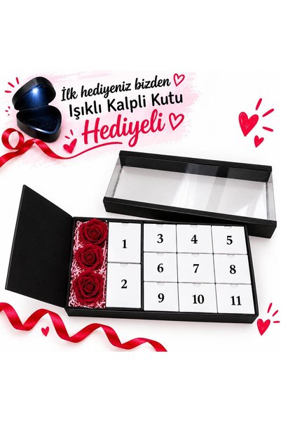 HKN AVM ACCESSORİES Advent Calender Boş Hediye Kutusu Yılbaşı Hediyelik Sevgililer Günü Hediyesi Güller