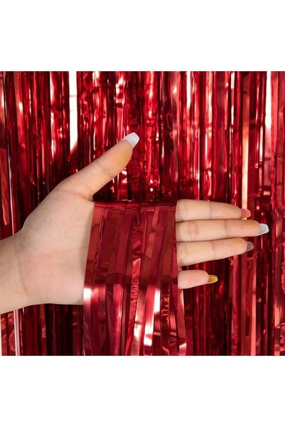 Choice 2M Red 2Meters Party Backdrop Curtains Glitter Gold Tinsel Fringe Foil...