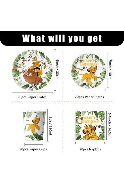 Choice 80pcs The Lion King Simba Jungle Theme Tableware Kit Printed Paper Pla...