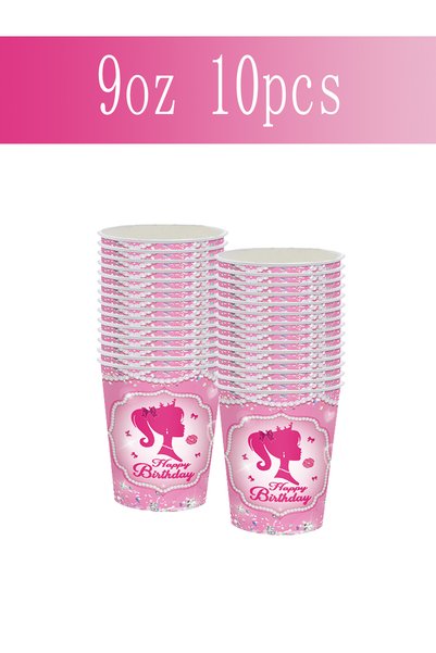 Choice 10pcs cup 10/40/60pcs Pink Princess Party Set Disposable Cutlery Set w...