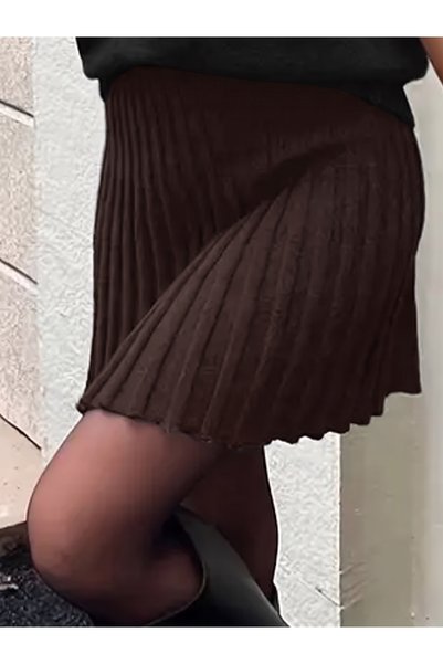 YUSUF CAN KARATAŞ KARATAŞ GİYİM Women's Elastic-Waist Pleated Knit Mini Skirt...