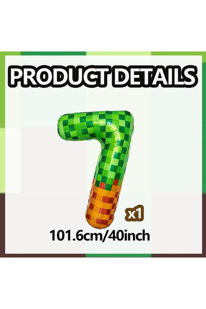 Choice Other Number 7 40 Inch Giant Mosaic Green Pixel Theme Number Foil Ball...