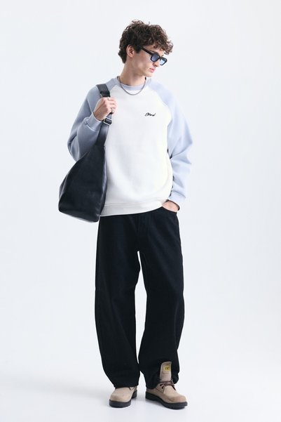 VAMOSCLO Oversized Color Block Sweatshirt